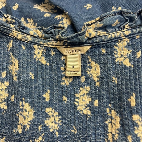 J Crew Floral Print Popover Chambray Blouse Top 4 - Picture 3 of 3
